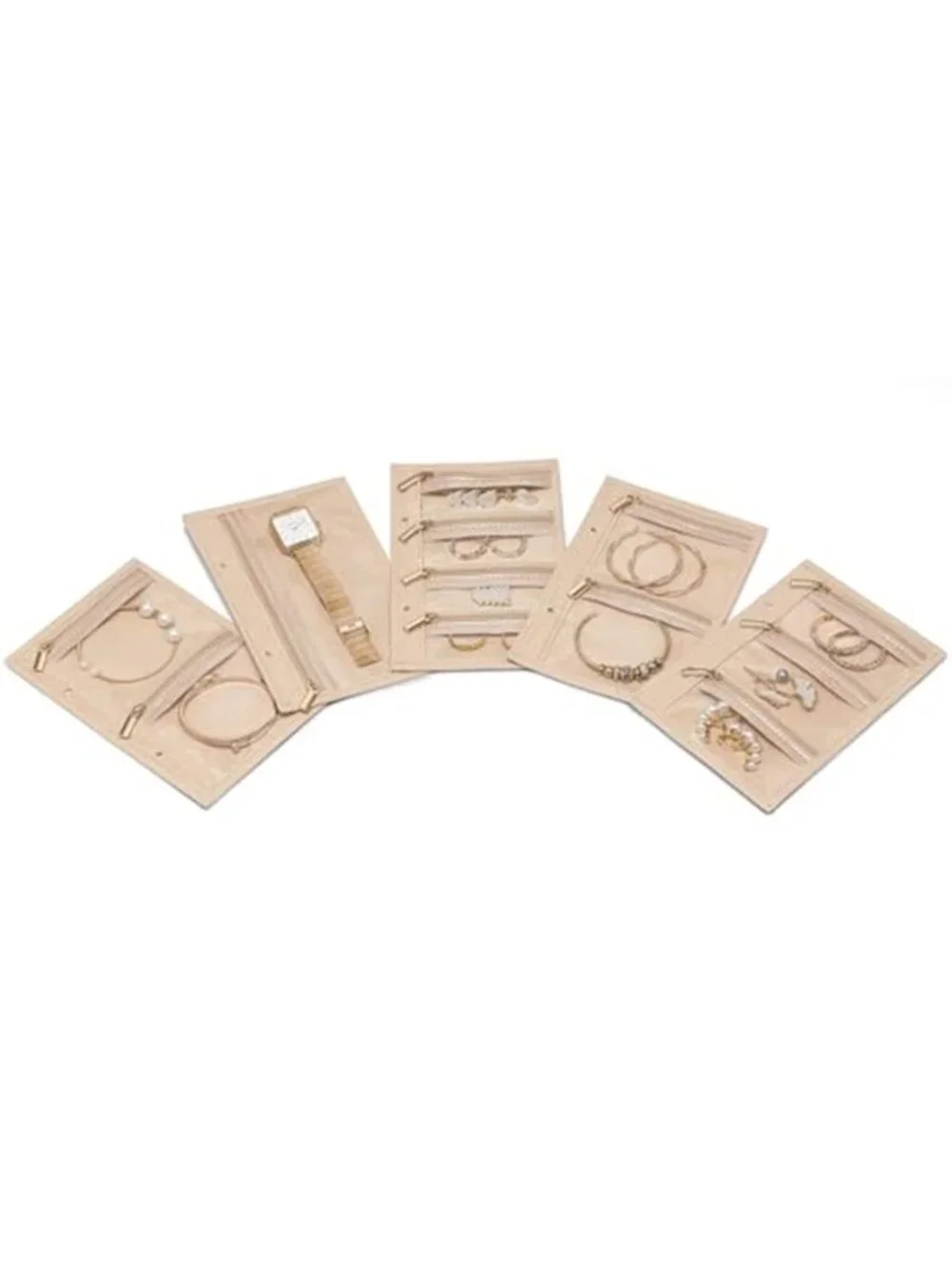 Travel Jewelry Organizer Velvet Storage Bags Clear Pouches Necklace Earrings 5pc
